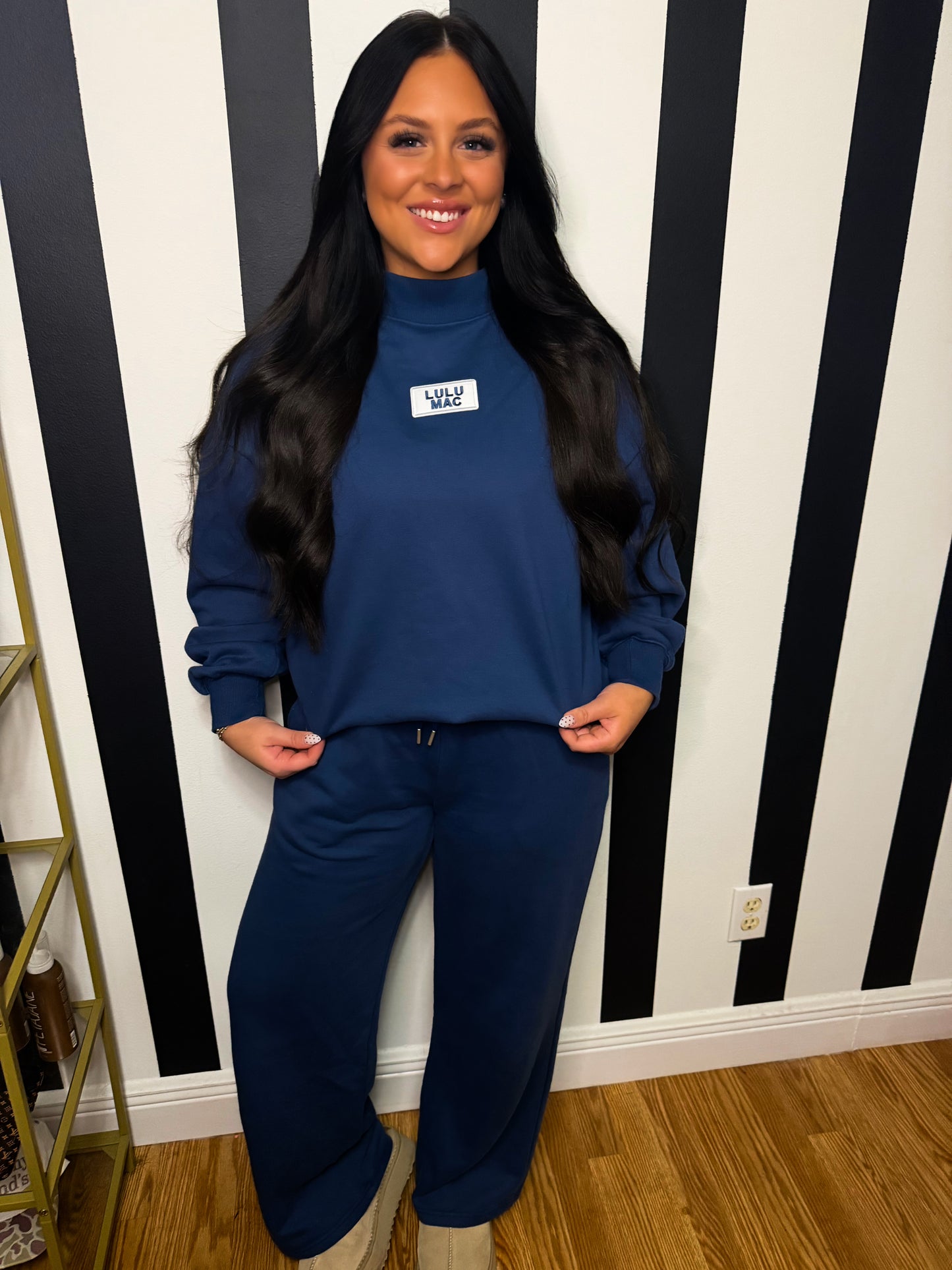 LULU MAC TERRY CLOTH NAVY PANTS