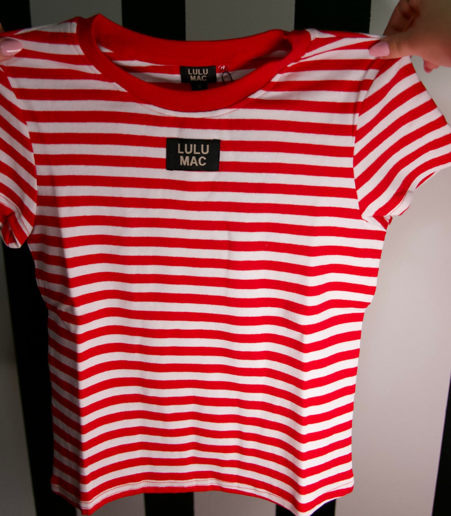 Red stripe baby tee