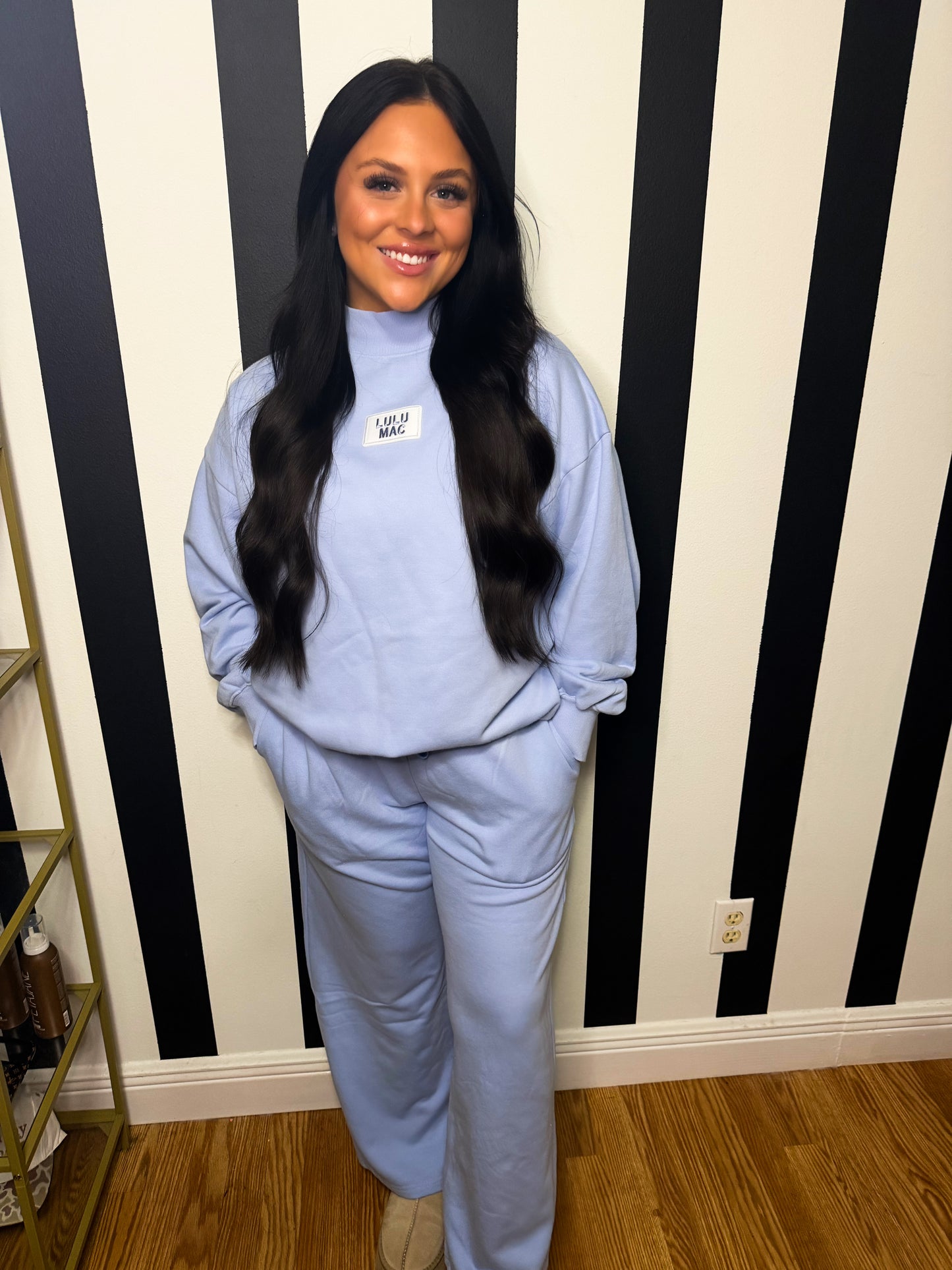 LULU MAC TERRY CLOTH PANTS BABY BLUE