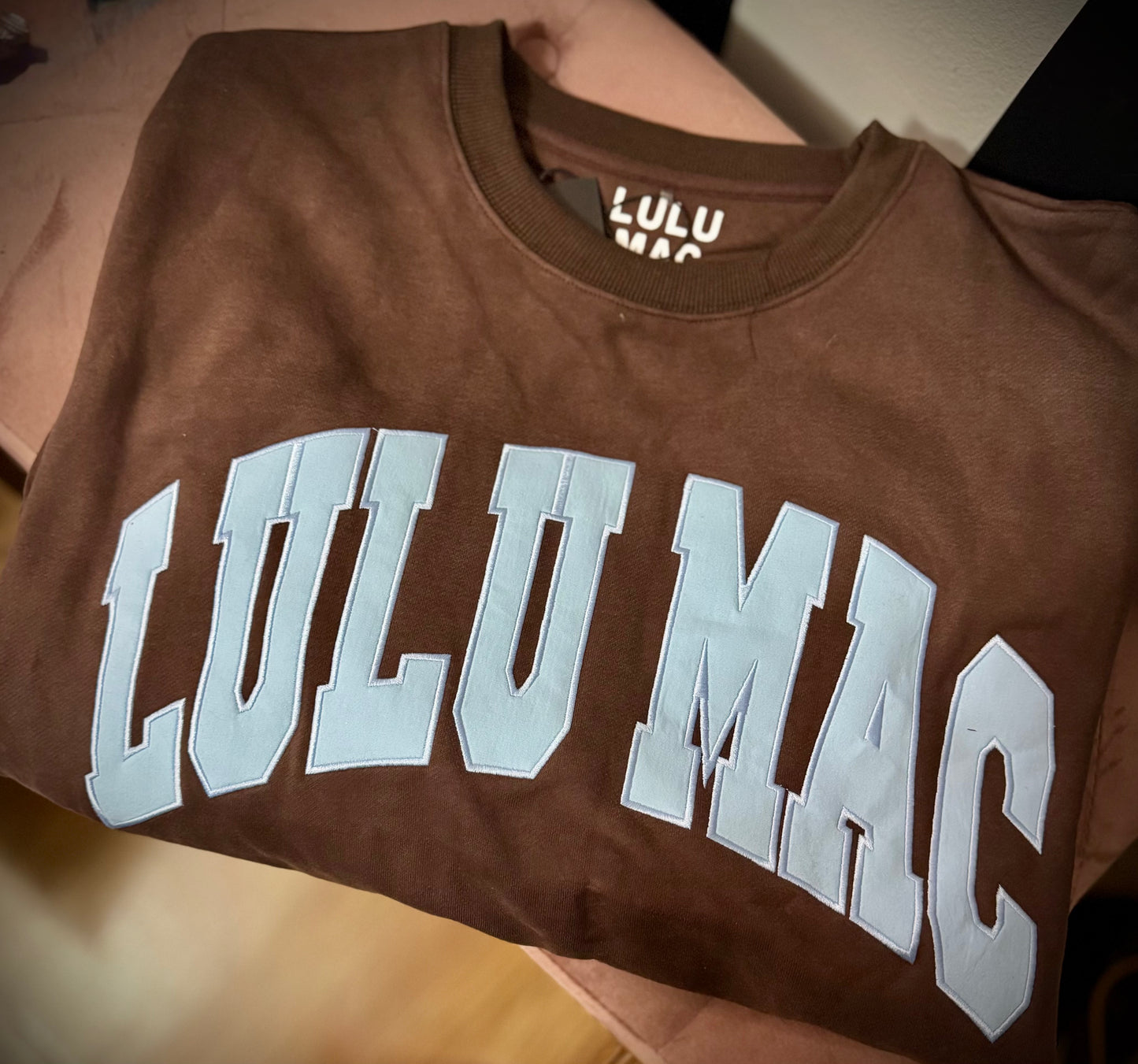 BROWN & BLUE LULU MAC CREWNECK