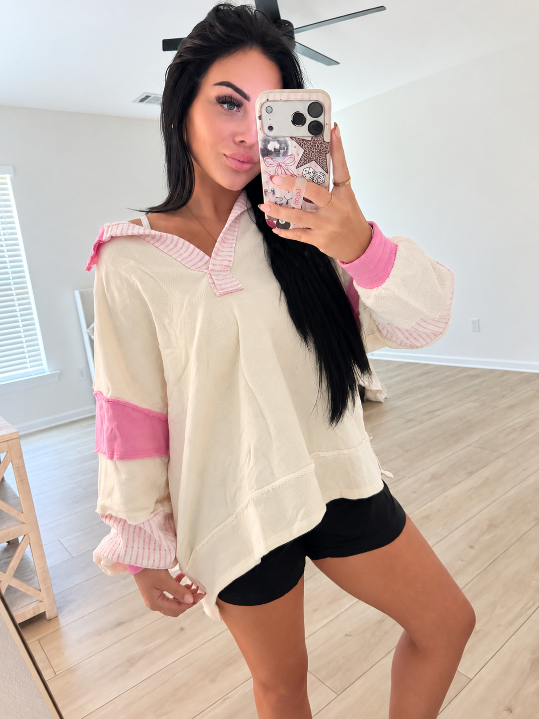 PINK & CREAM PULLOVER