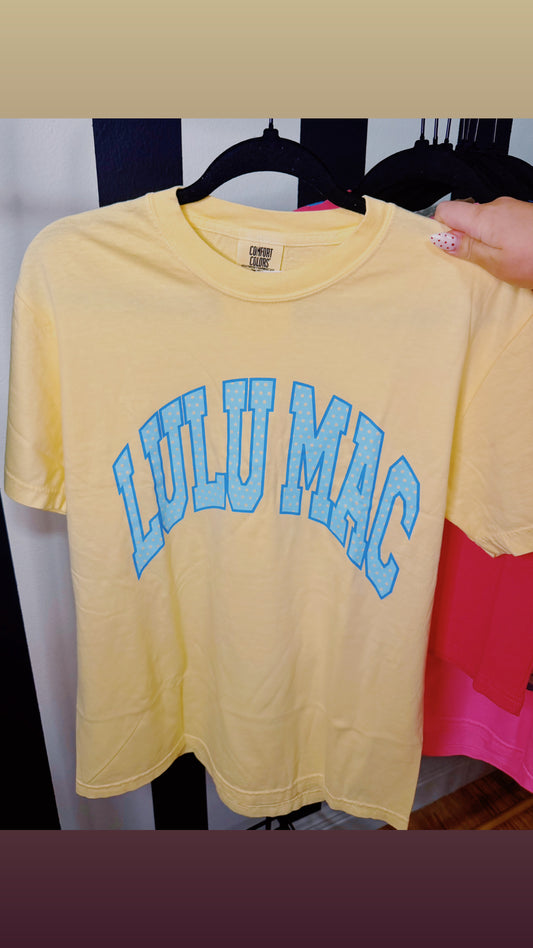 BLUE & YELLOW POLKA DOT LULU MAC TEE