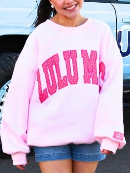 Pink polka dot lulu Mac crew