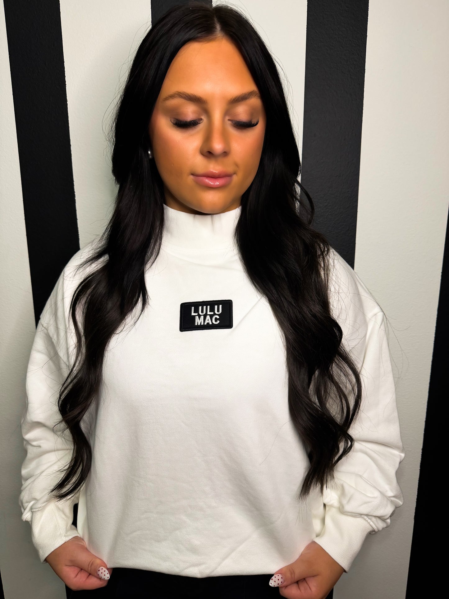 WHITE LULU MAC MOCKNECK