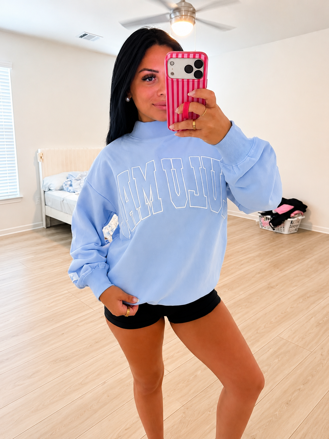 BABY BLUE LULU MAC MOCKNECK