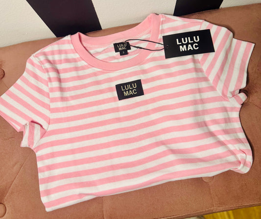 PINK STRIPE BABY TEE