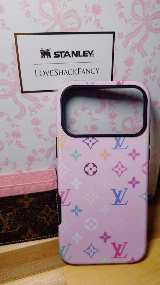 PINK MONOGRAM PHONE CASE