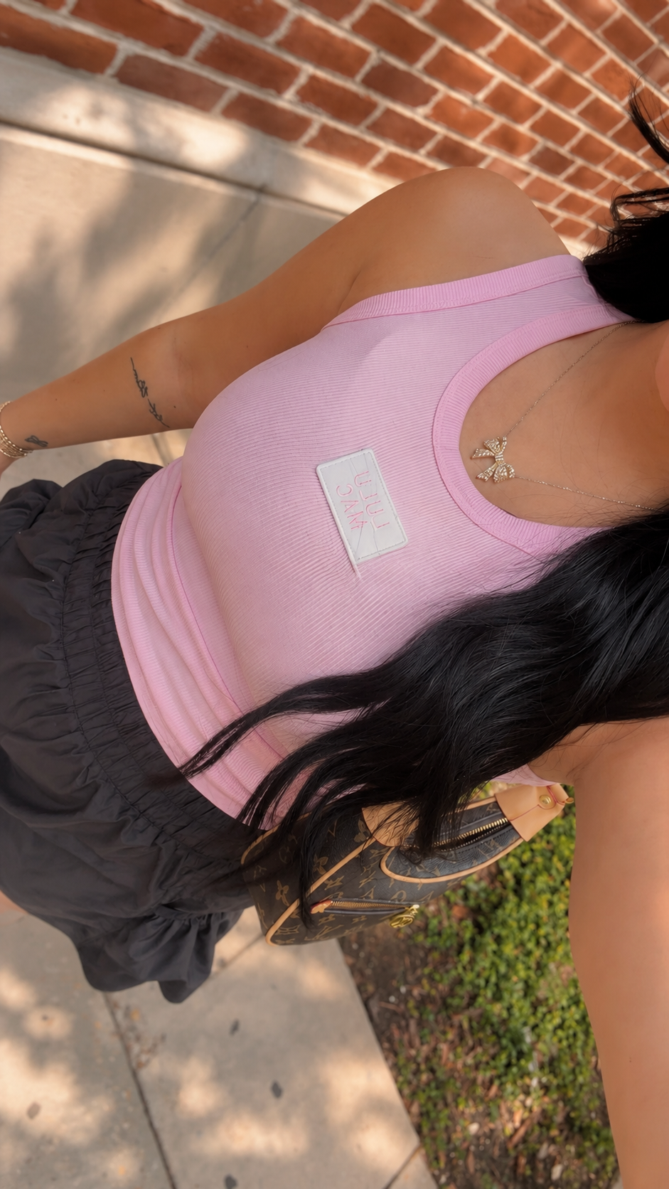 BABY PINK WHITE PATCH LULU MAC TANK