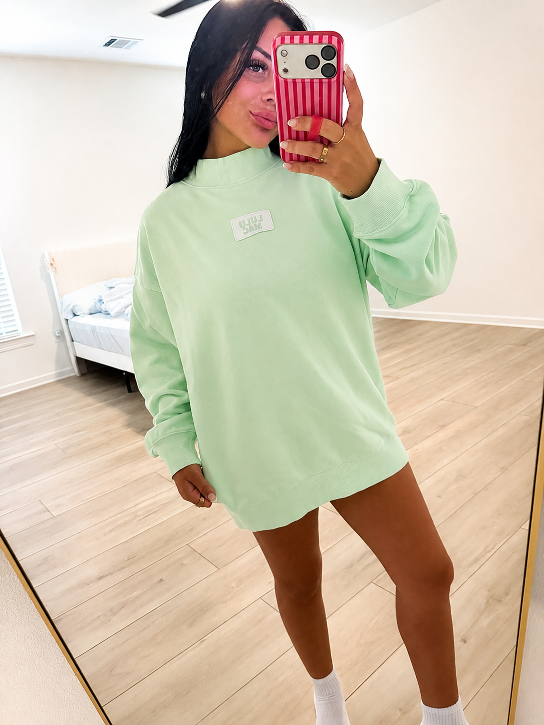 SEAFOAM LULU MAC PATCH MOCKNECK
