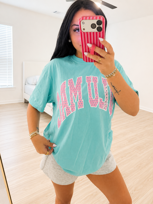 TEAL & PINK LULU MAC TEE