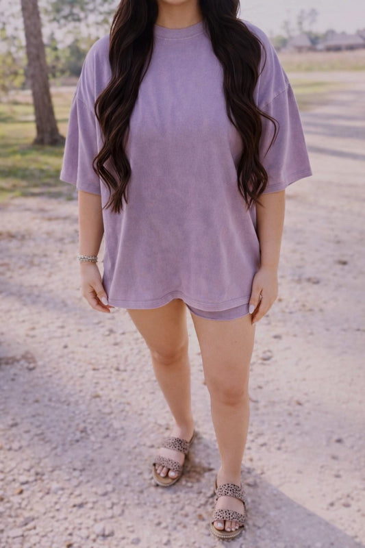 PURPLE MINERAL WASHED OVERSIZED TEE